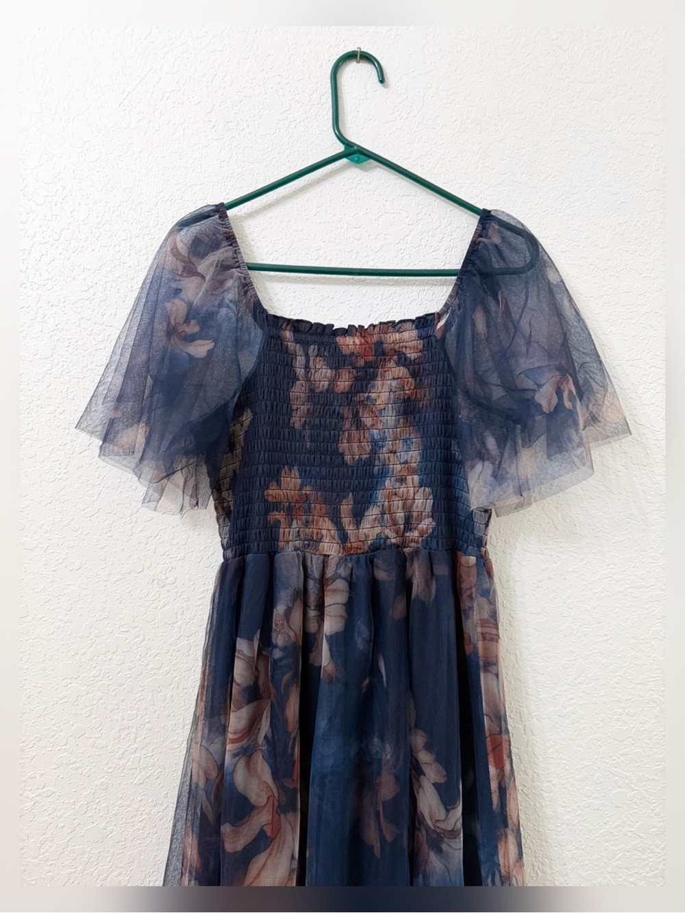 Baltic Born Navy Floral Maxi Dress with Sheer Puff Sleeves - Picture 6 of 12